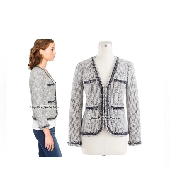 J.Crew chain detail tweed blazer jacket size 4